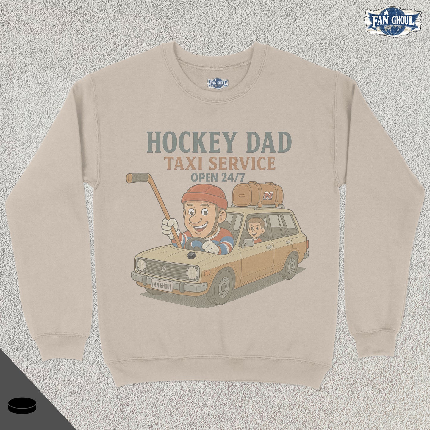 Hockey Dad Taxi Service Retro Crewneck