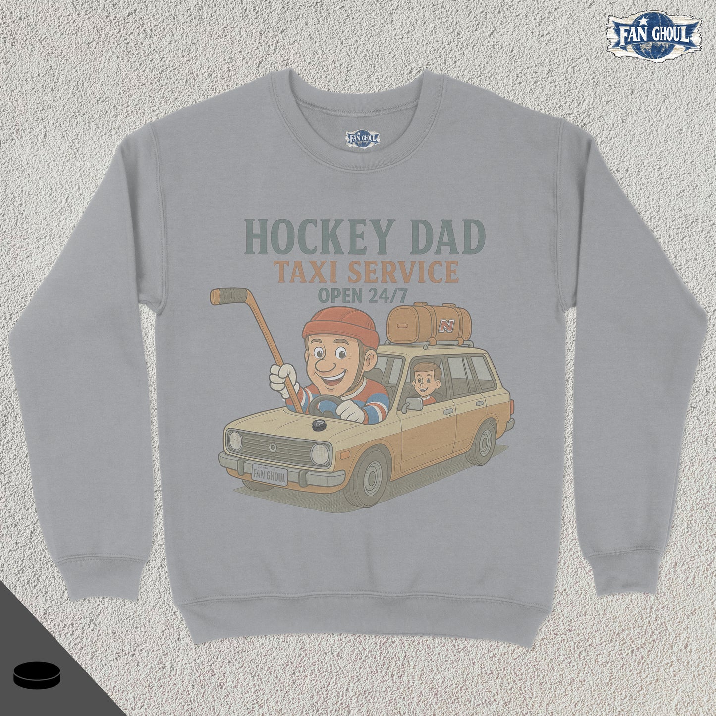 Hockey Dad Taxi Service Retro Crewneck