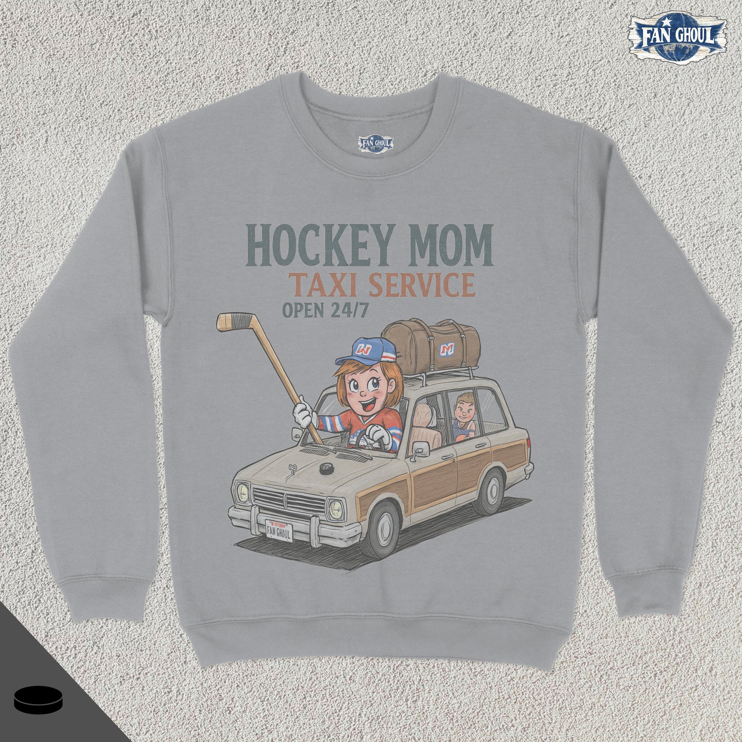 Hockey Mom Taxi Service Retro Crewneck