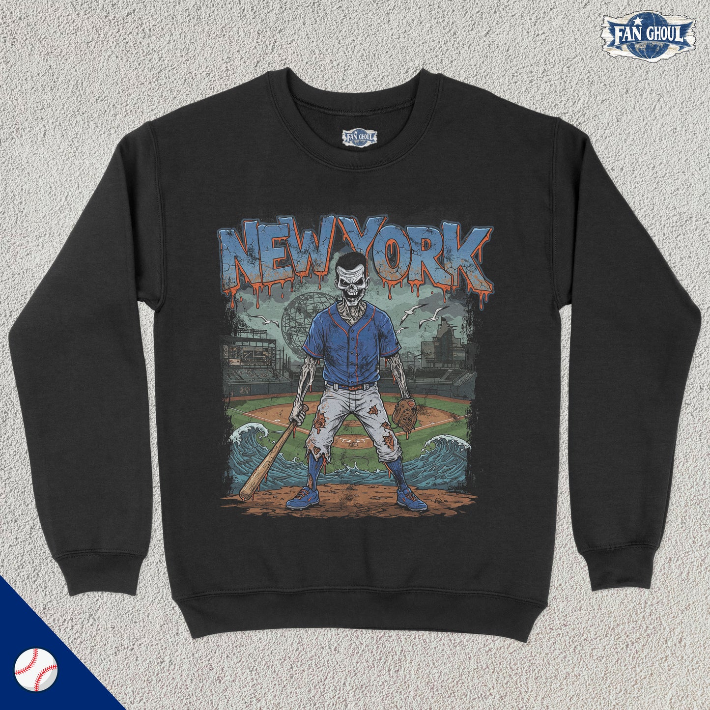 New York 2 Baseball "Ghoul" Crewneck